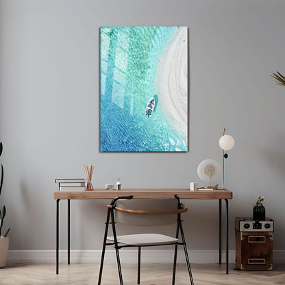 Wes Co Gallery Metal Poster Aerial Serenity 11" x 17" Home Goods - Coastal Border or edge to edge Metal Art Print