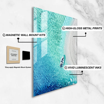 Wes Co Gallery Metal Poster Aerial Serenity 16" x 24" Home Goods - Coastal Border or edge to edge Metal Art Print