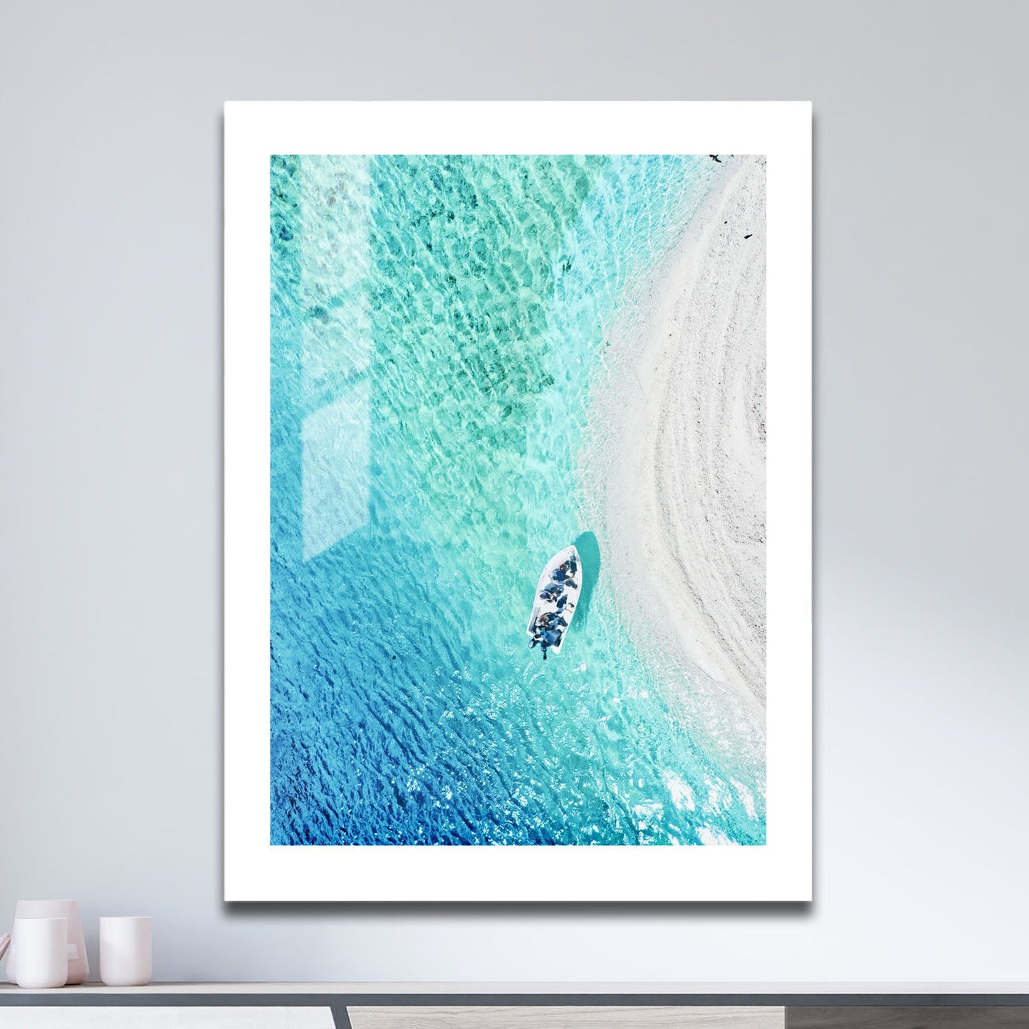 Wes Co Gallery Metal Poster Aerial Serenity 16" x 24" Home Goods - Coastal Border or edge to edge Metal Art Print