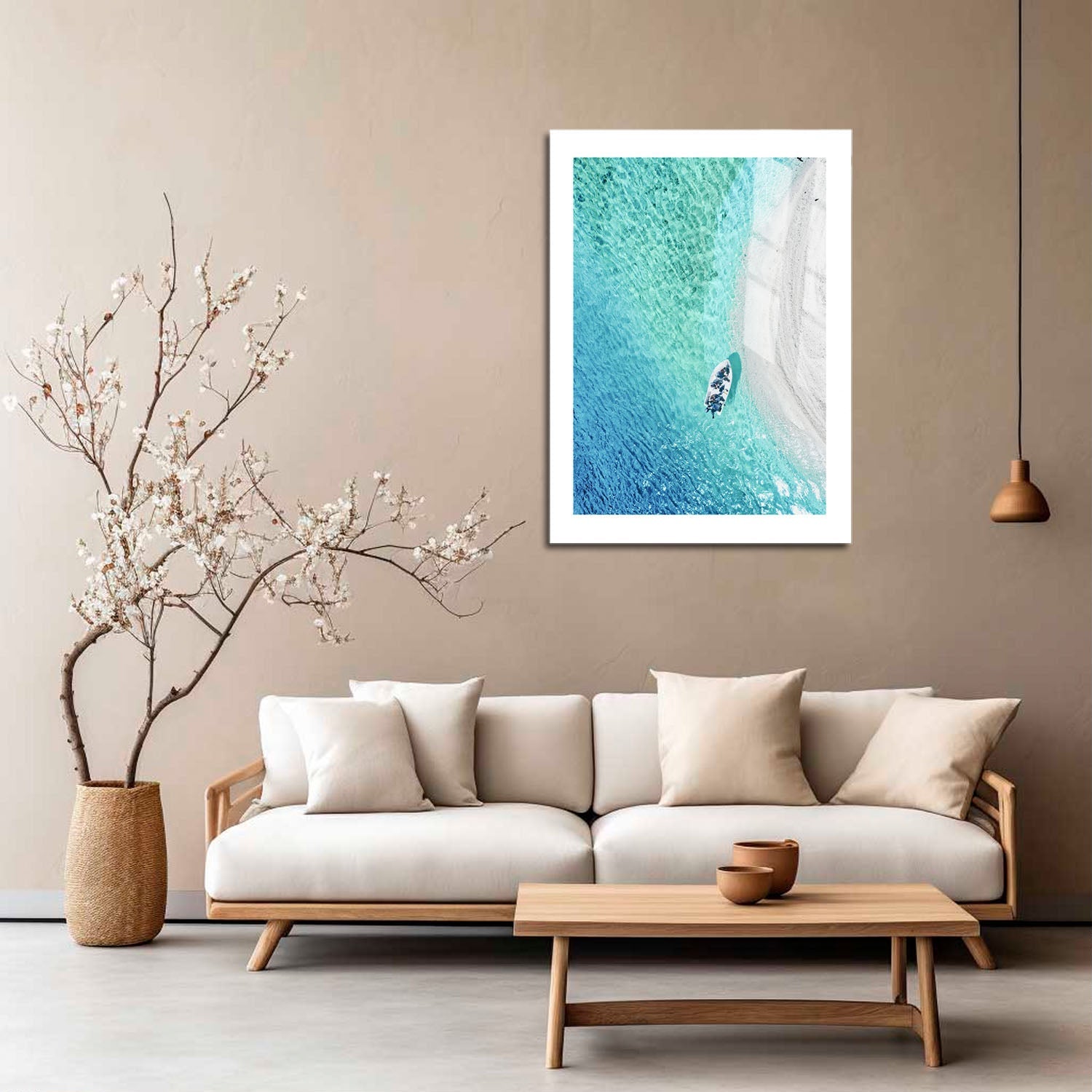 Wes Co Gallery Metal Poster Aerial Serenity 16" x 24" Home Goods - Coastal Border or edge to edge Metal Art Print