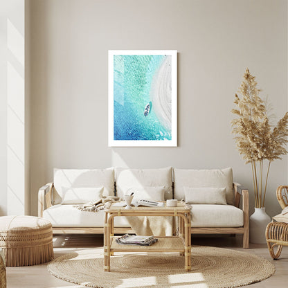 Wes Co Gallery Metal Poster Aerial Serenity 24" x 36" Home Goods - Coastal Border or edge to edge Metal Art Print