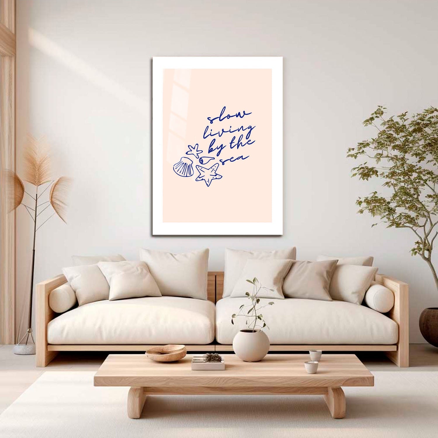 Wes Co Gallery Metal Poster Slow Living By The Sea 16" x 24" Home Goods - Illustrations White border only Metal Art Print