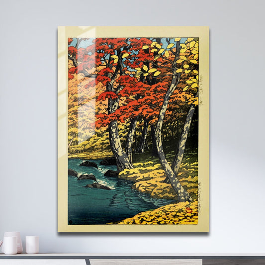 Wes Co Gallery Metal Poster Autumn In Oirase by Kawase Hasui 11" x 17" Home Goods - Artist Edge to edge Metal Art Print