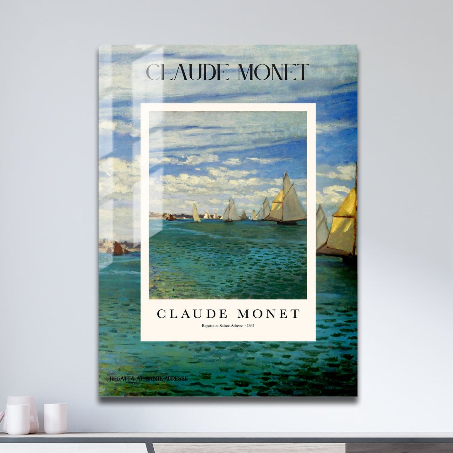 Wes Co Gallery Metal Poster Regatta At Sainte-Adresse Profile by Claude Monet 11" x 17" Home Goods - Artist Edge to edge Metal Art Print