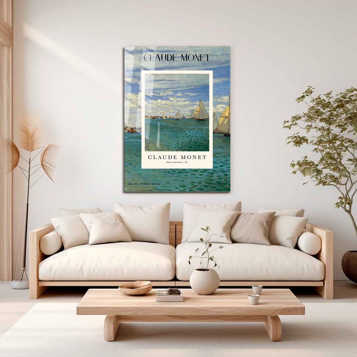 Wes Co Gallery Metal Poster Regatta At Sainte-Adresse Profile by Claude Monet 16" x 24" Home Goods - Artist Edge to edge Metal Art Print