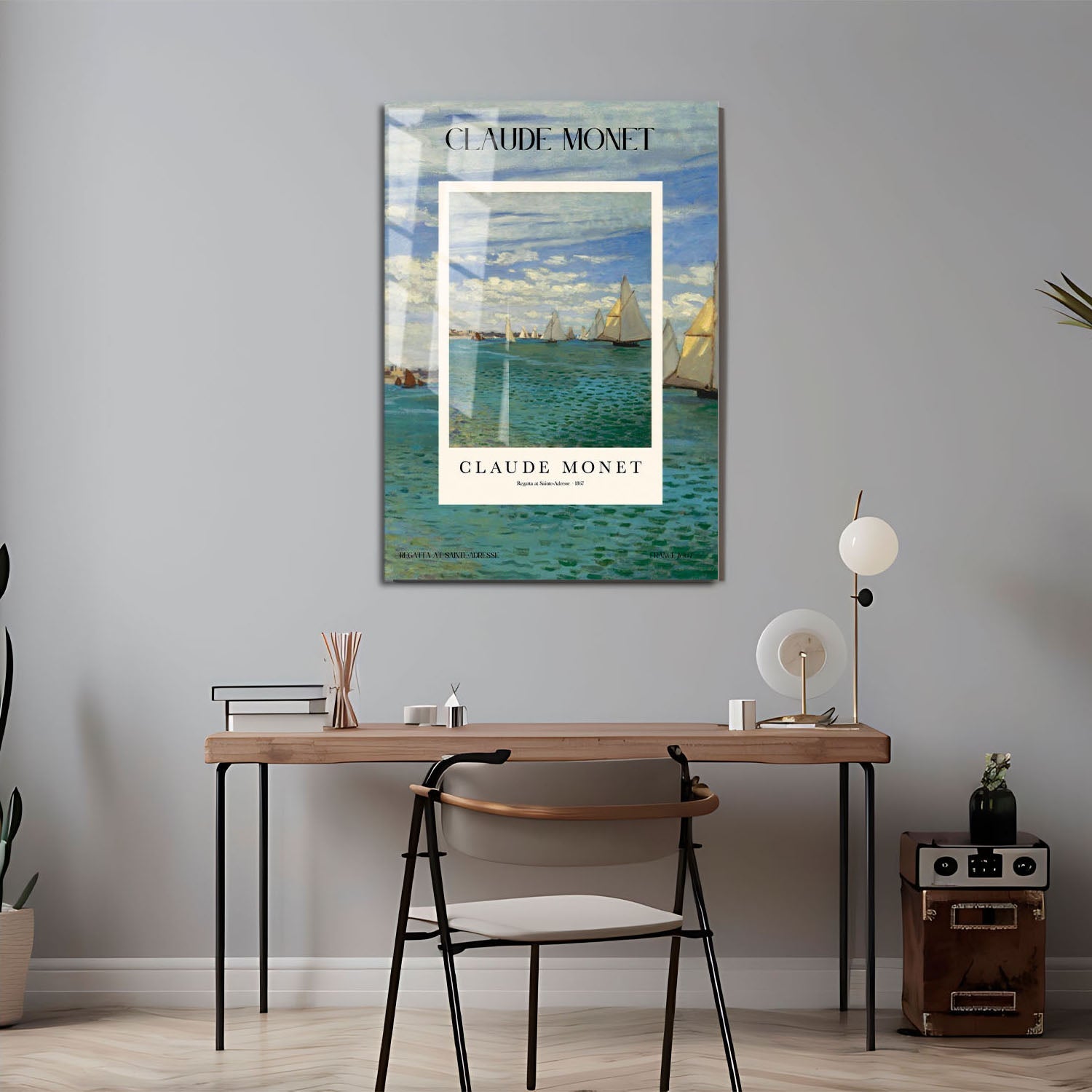 Wes Co Gallery Metal Poster Regatta At Sainte-Adresse Profile by Claude Monet 24" x 36" Home Goods - Artist Edge to edge Metal Art Print