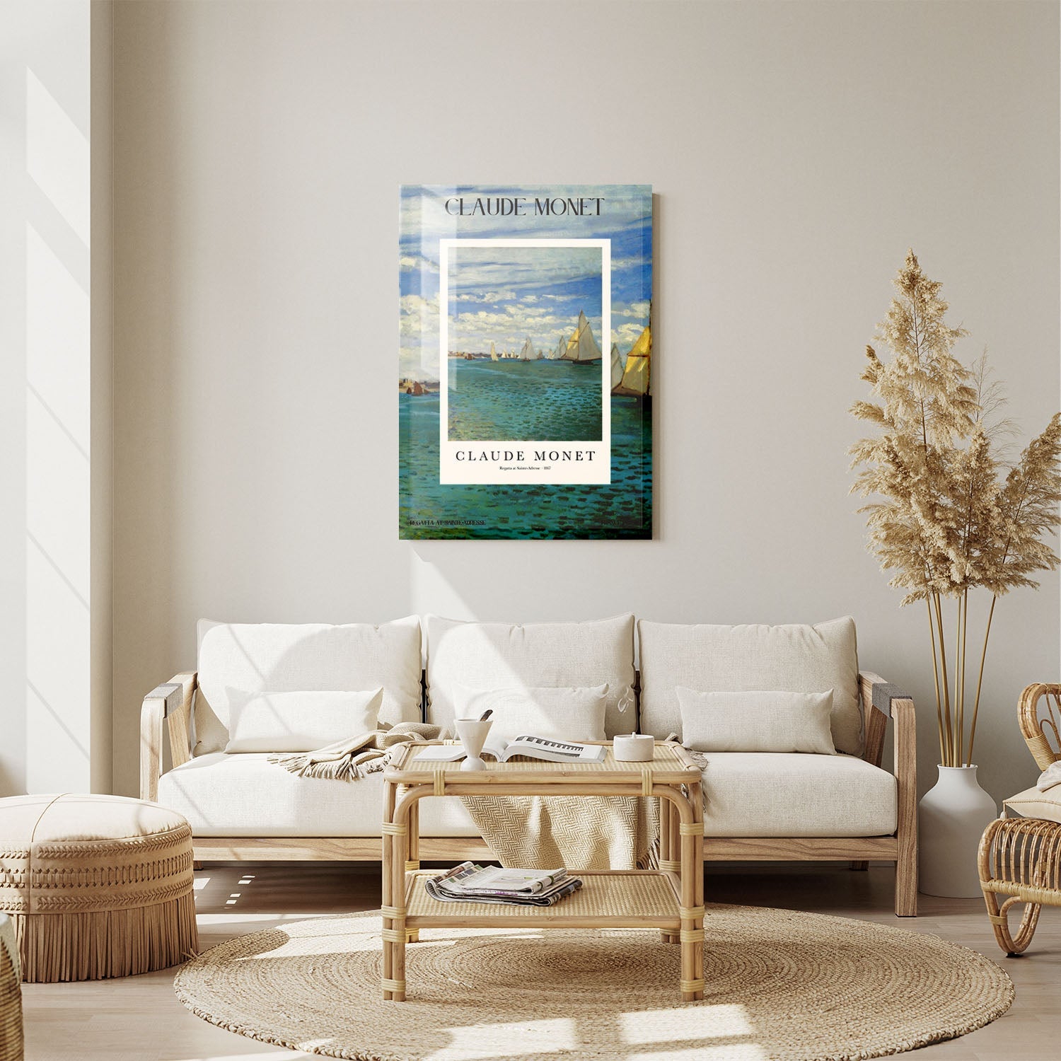 Wes Co Gallery Metal Poster Regatta At Sainte-Adresse Profile by Claude Monet 11" x 14" Home Goods - Artist Edge to edge Metal Art Print