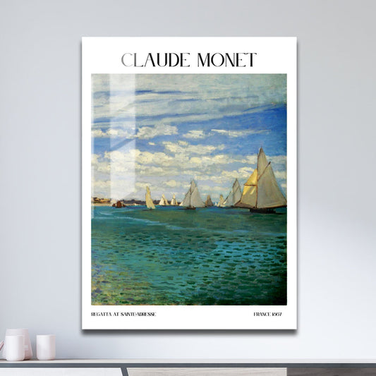 Wes Co Gallery Metal Poster Regatta At Sainte-Adresse by Claude Monet 11" x 17" Home Goods - Artist Edge to edge Metal Art Print