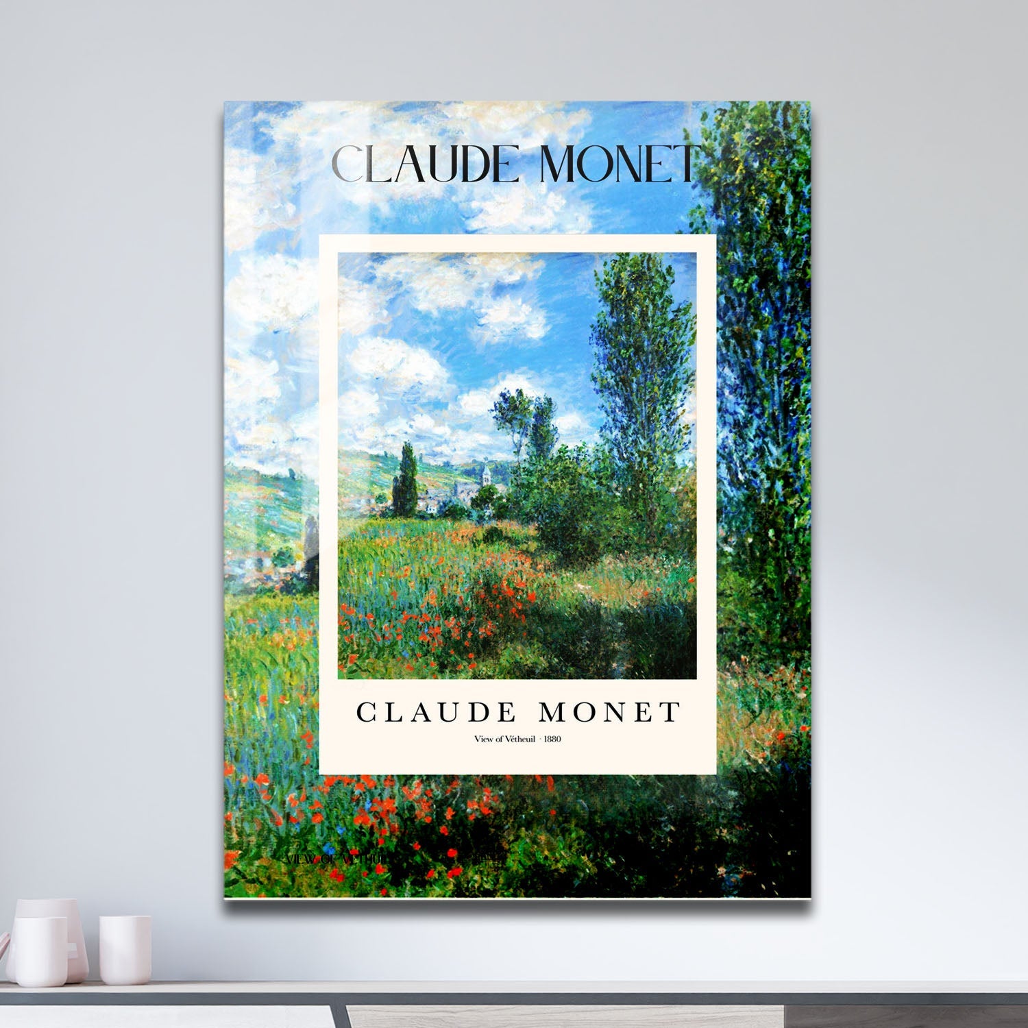 Wes Co Gallery Metal Poster The View Of Vetheuil Profile by Claude Monet 11" x 17" Home Goods - Artist Edge to edge Metal Art Print