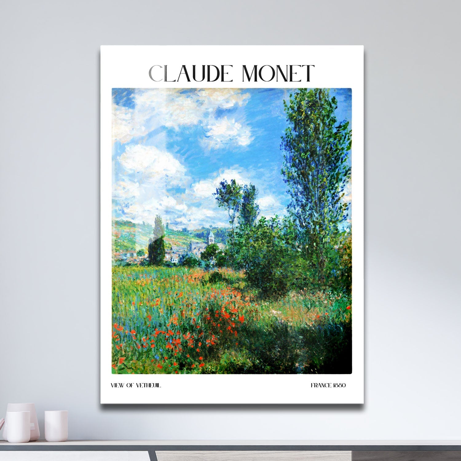 Wes Co Gallery Metal Poster The View Of Vetheuil by Claude Monet 11" x 17" Home Goods - Artist Edge to edge Metal Art Print