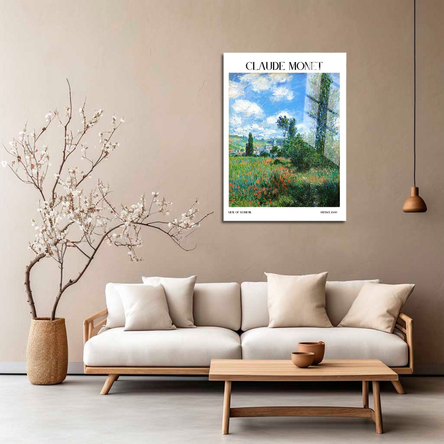 Wes Co Gallery Metal Poster The View Of Vetheuil by Claude Monet 5" x 7" Home Goods - Artist Edge to edge Metal Art Print