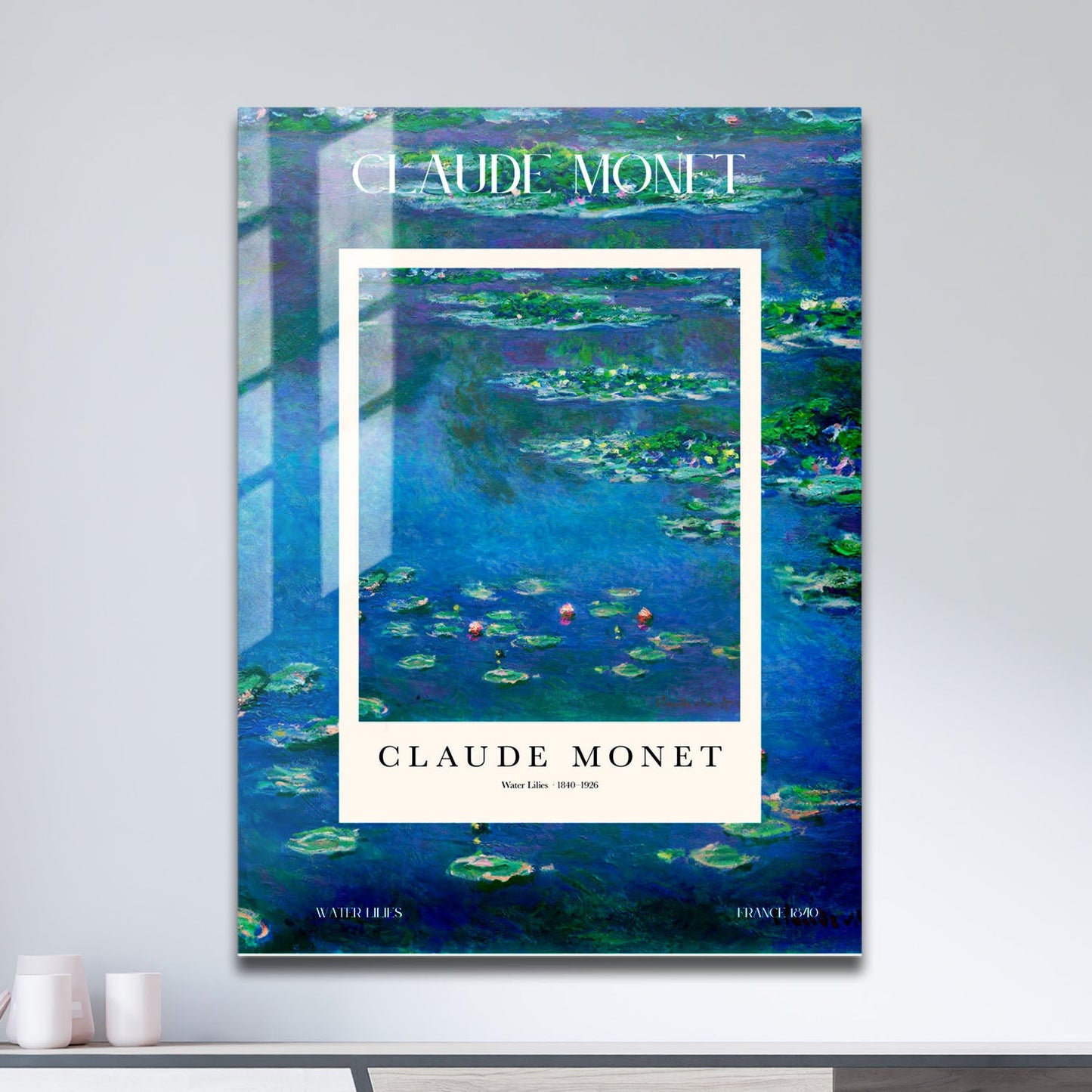 Wes Co Gallery Metal Poster Water Lilies Profile by Claude Monet 11" x 17" Home Goods - Artist Edge to edge Metal Art Print