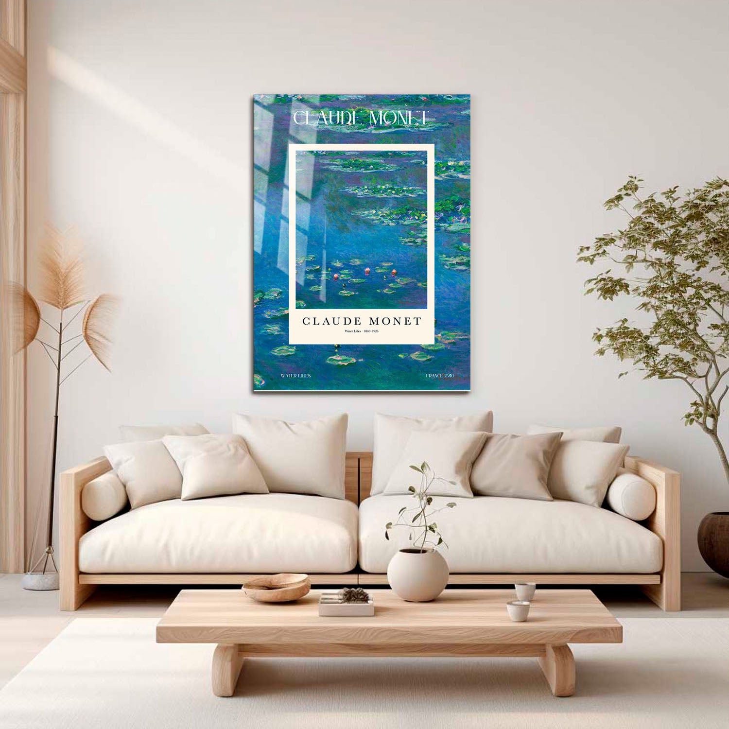 Wes Co Gallery Metal Poster Water Lilies Profile by Claude Monet 16" x 24" Home Goods - Artist Edge to edge Metal Art Print