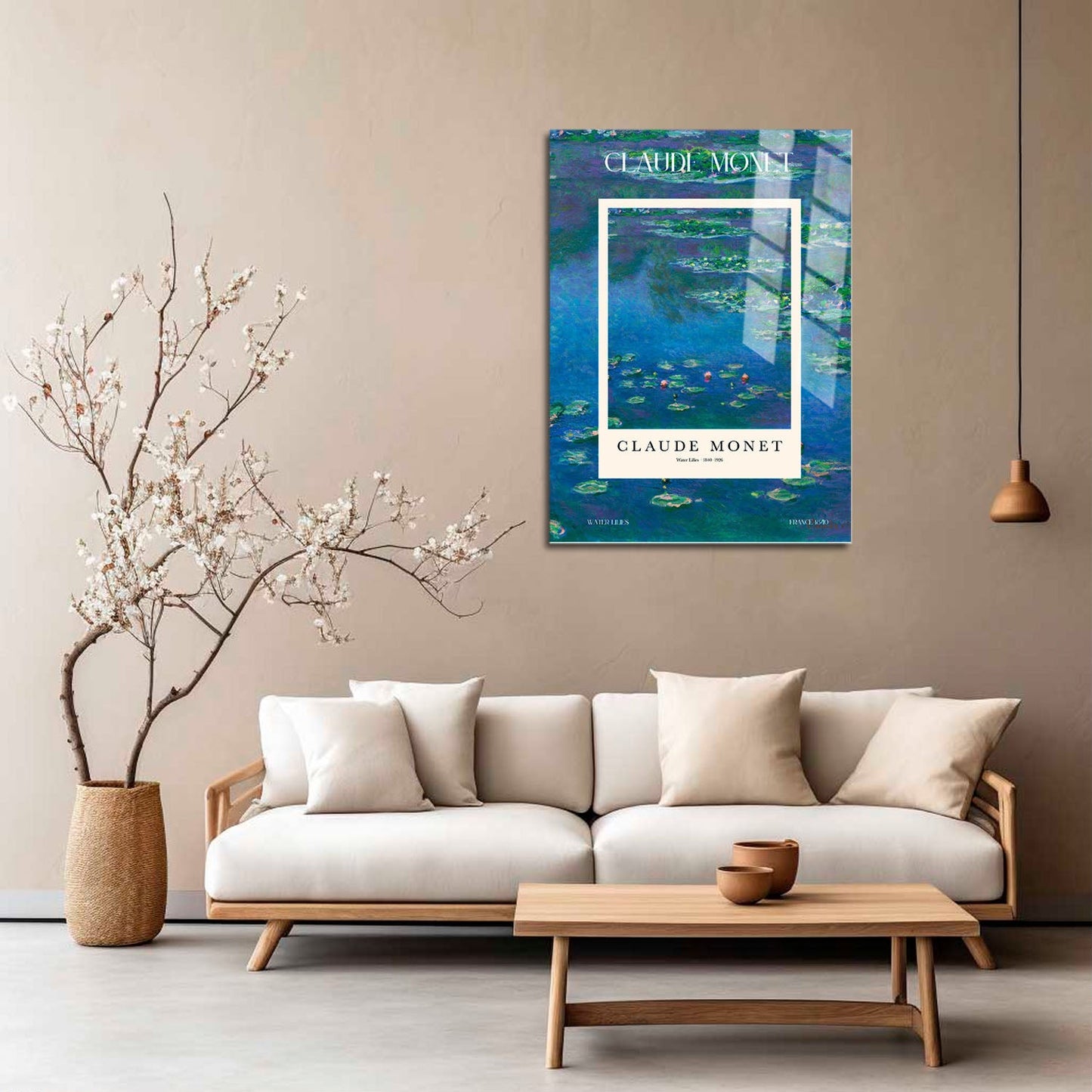 Wes Co Gallery Metal Poster Water Lilies Profile by Claude Monet 5" x 7" Home Goods - Artist Edge to edge Metal Art Print