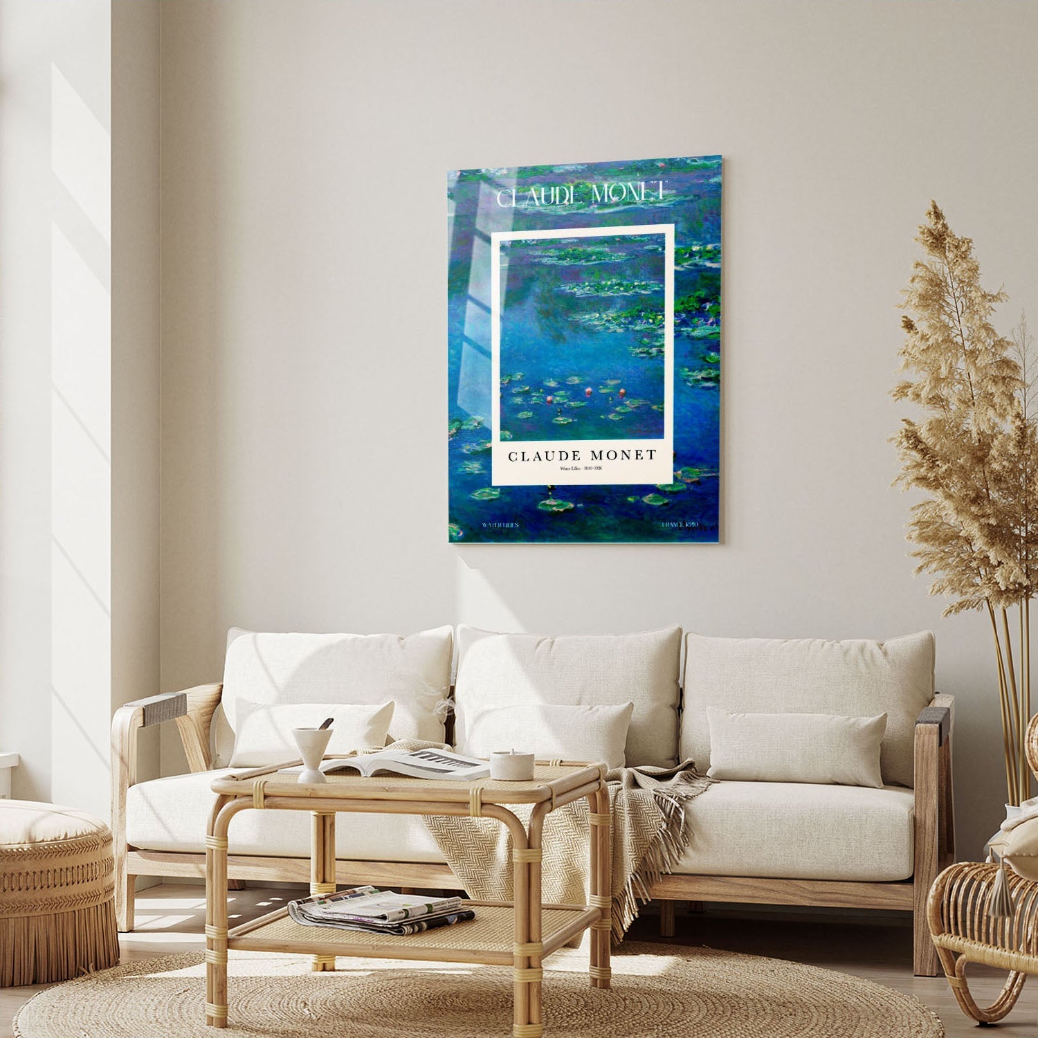 Wes Co Gallery Metal Poster Water Lilies Profile by Claude Monet 5" x 7" Home Goods - Artist Edge to edge Metal Art Print