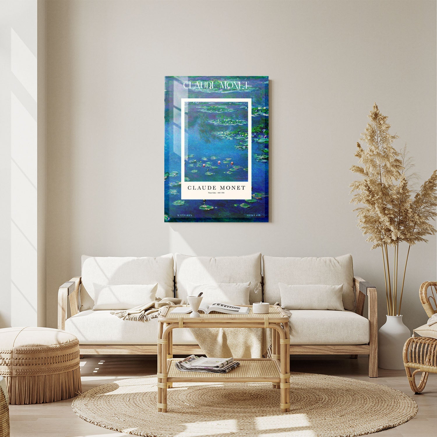 Wes Co Gallery Metal Poster Water Lilies Profile by Claude Monet 11" x 14" Home Goods - Artist Edge to edge Metal Art Print