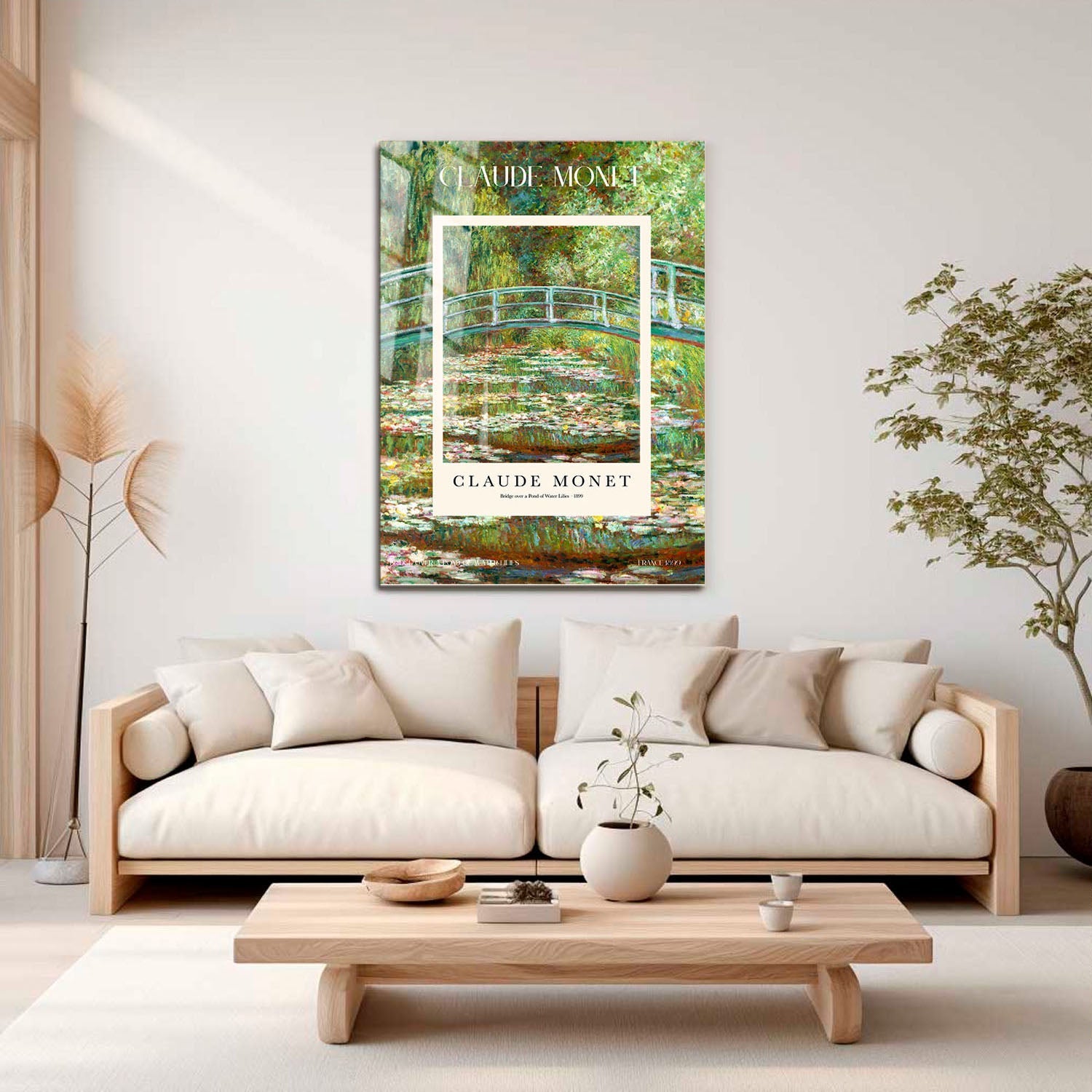 Wes Co Gallery Metal Poster Bridge Over A Pond Of Water Lilies Profile by Claude Monet 16" x 24" Home Goods - Artist Edge to edge Metal Art Print