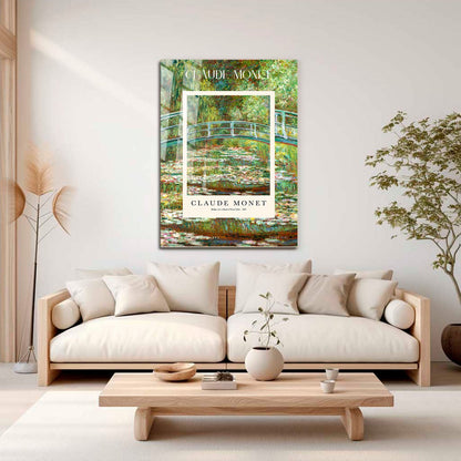 Wes Co Gallery Metal Poster Bridge Over A Pond Of Water Lilies Profile by Claude Monet 16" x 24" Home Goods - Artist Edge to edge Metal Art Print