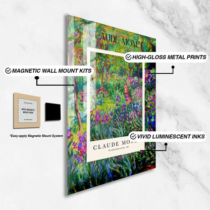 Wes Co Gallery Metal Poster Garden In Giverny Profile by Claude Monet 24" x 36" Home Goods - Artist Edge to edge Metal Art Print