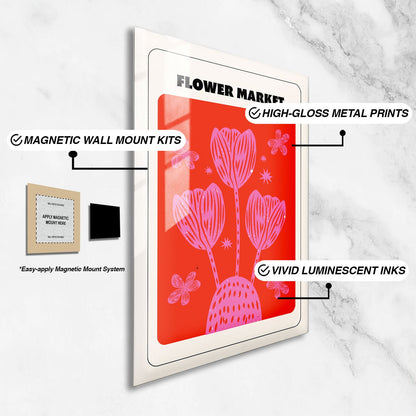 Wes Co Gallery Metal Poster Flower Market 24" x 36" Home Goods - Illustrations Edge to edge Metal Art Print