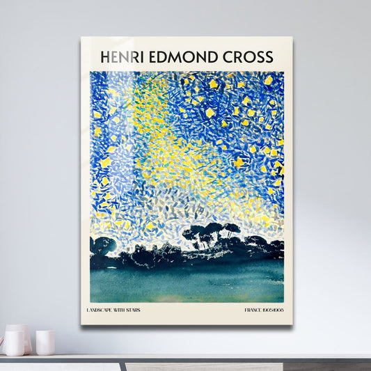 Wes Co Gallery Metal Poster Antibe With Stars by Henri-Edmond Cross 11" x 17" Home Goods - Artist Edge to edge Metal Art Print