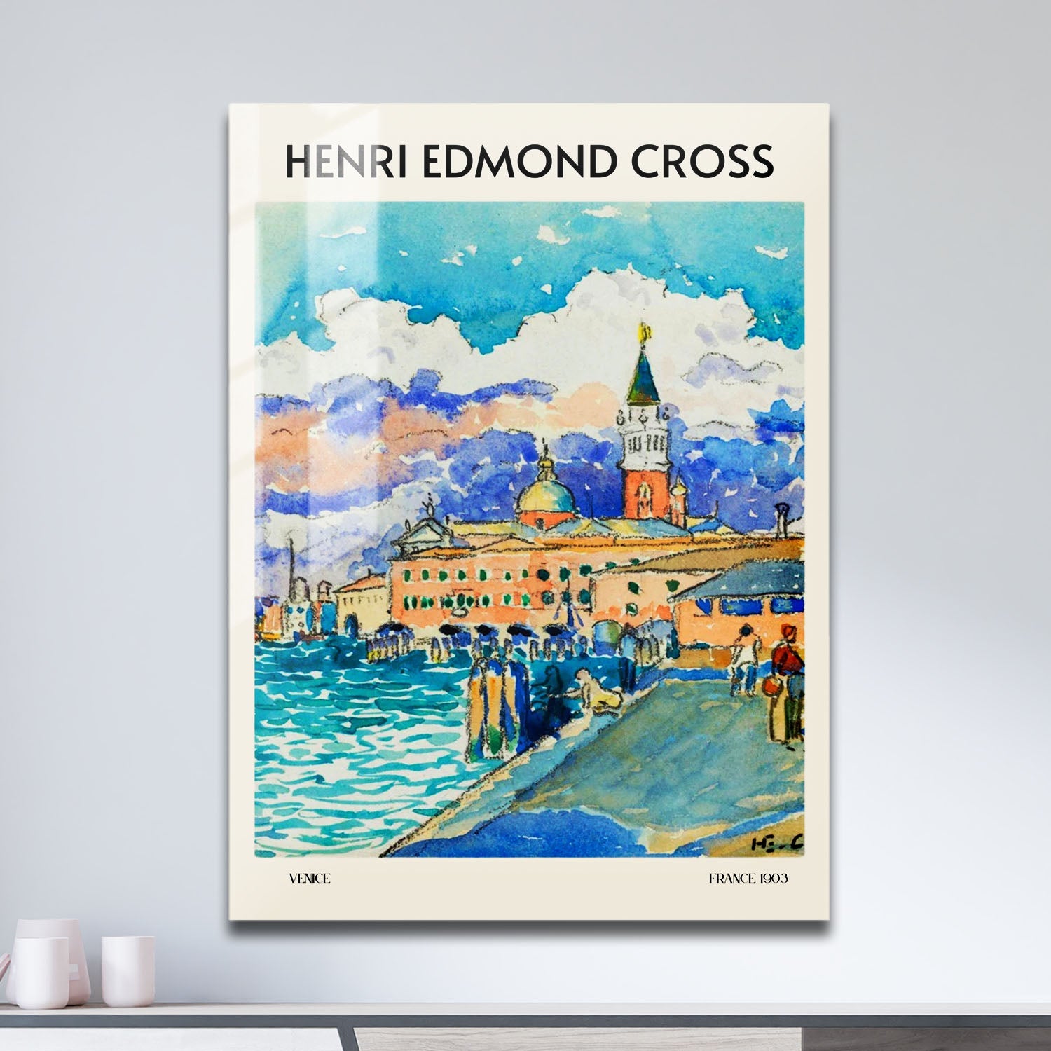 Wes Co Gallery Metal Poster Venice by Henri-Edmond Cross 11" x 17" Home Goods - Artist Edge to edge Metal Art Print