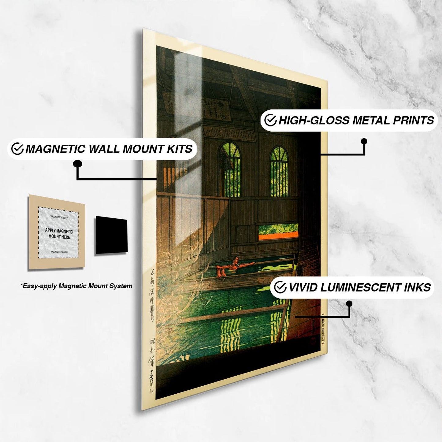 Wes Co Gallery Metal Poster Joshu Hoshi Onsen by Kawase Hasui 24" x 36" Home Goods - Artist Edge to edge Metal Art Print