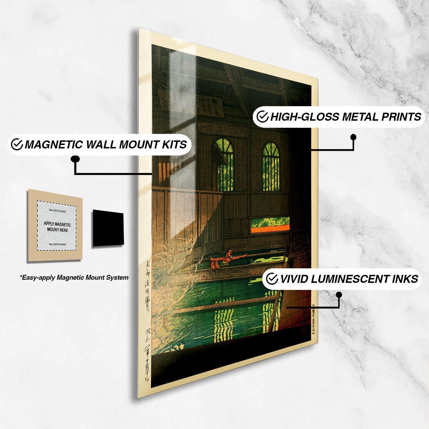 Wes Co Gallery Metal Poster Joshu Hoshi Onsen by Kawase Hasui 24" x 36" Home Goods - Artist Edge to edge Metal Art Print