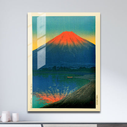 Wes Co Gallery Metal Poster Lake Yamanaka and Mt Fuji by Kawase Hasui 11" x 17" Home Goods - Artist Edge to edge Metal Art Print