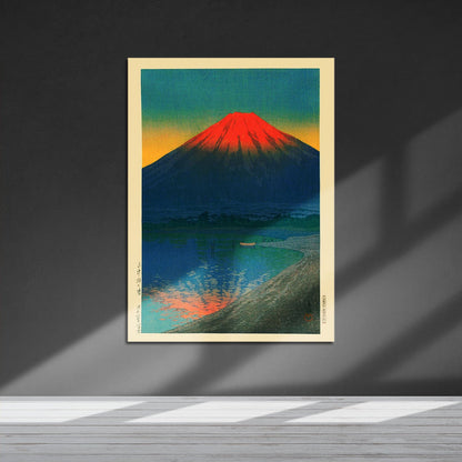 Wes Co Gallery Metal Poster Lake Yamanaka and Mt Fuji by Kawase Hasui 16" x 24" Home Goods - Artist Edge to edge Metal Art Print