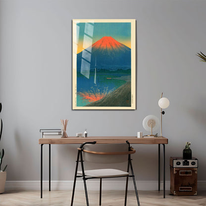 Wes Co Gallery Metal Poster Lake Yamanaka and Mt Fuji by Kawase Hasui 24" x 36" Home Goods - Artist Edge to edge Metal Art Print