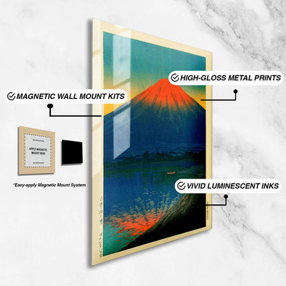 Wes Co Gallery Metal Poster Lake Yamanaka and Mt Fuji by Kawase Hasui 24" x 36" Home Goods - Artist Edge to edge Metal Art Print