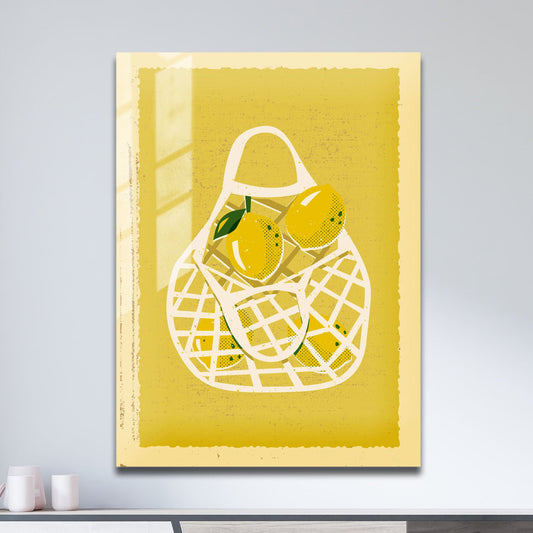 Wes Co Gallery Metal Poster Lemon Basket 11" x 17" Home Goods - Illustrations Edge to edge Metal Art Print