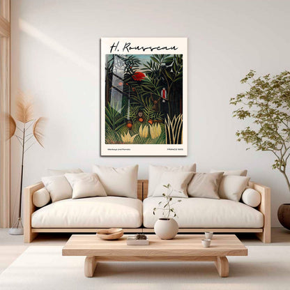 Wes Co Gallery Metal Poster Monkeys And Parrots by Henri Rousseau 16" x 24" Home Goods - Artist Edge to edge Metal Art Print