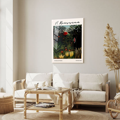 Wes Co Gallery Metal Poster Monkeys And Parrots by Henri Rousseau 5" x 7" Home Goods - Artist Edge to edge Metal Art Print