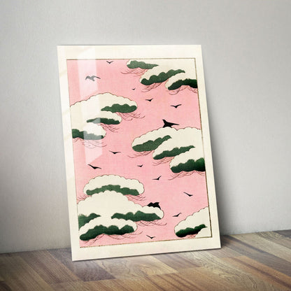 Wes Co Gallery Metal Poster Pink Sky From Bijutsu Sekai by Watanabe Seitei 11" x 14" Home Goods - Artist Edge to edge Metal Art Print