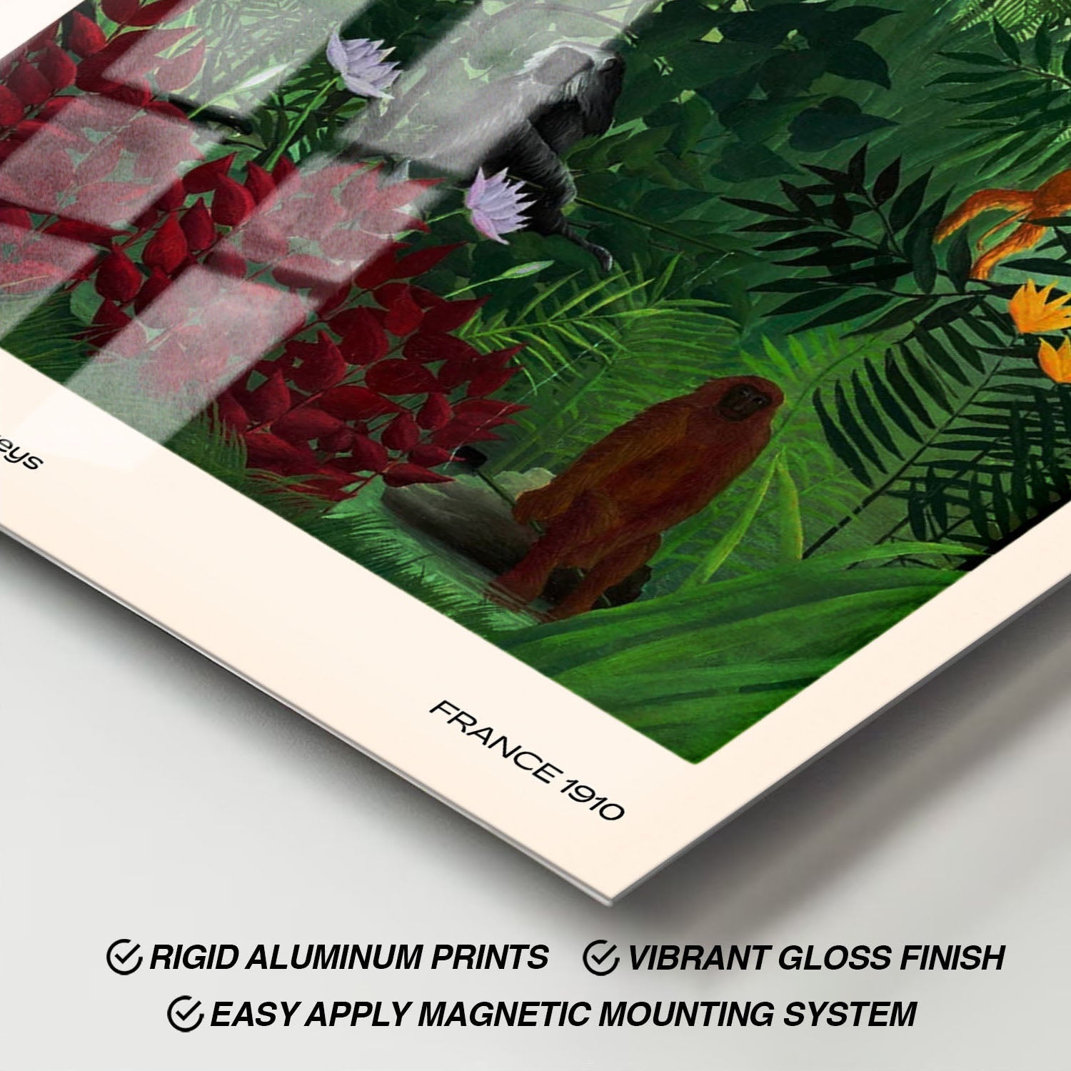 Wes Co Gallery Metal Poster Tropical Forest With Monkeys by Henri Rousseau 11" x 17" Home Goods - Artist Edge to edge Metal Art Print