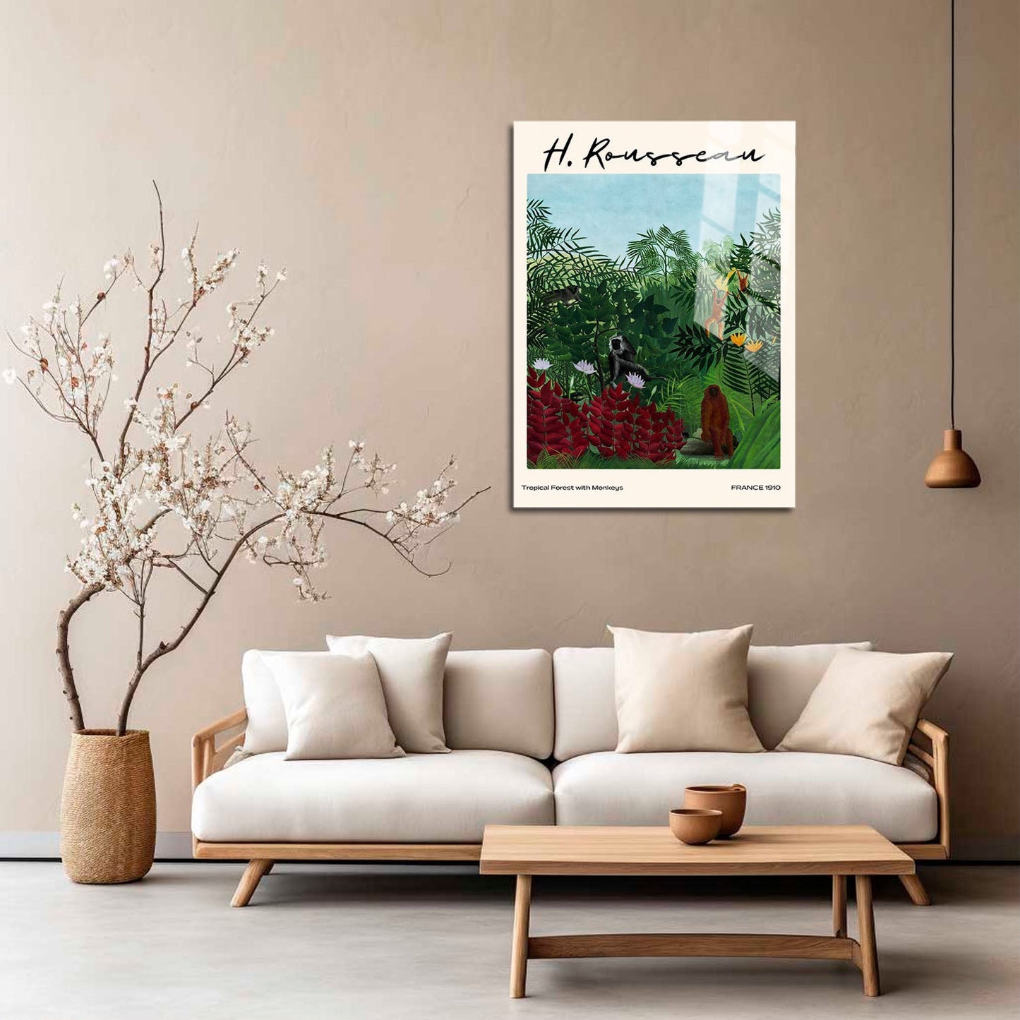 Wes Co Gallery Metal Poster Tropical Forest With Monkeys by Henri Rousseau 5" x 7" Home Goods - Artist Edge to edge Metal Art Print