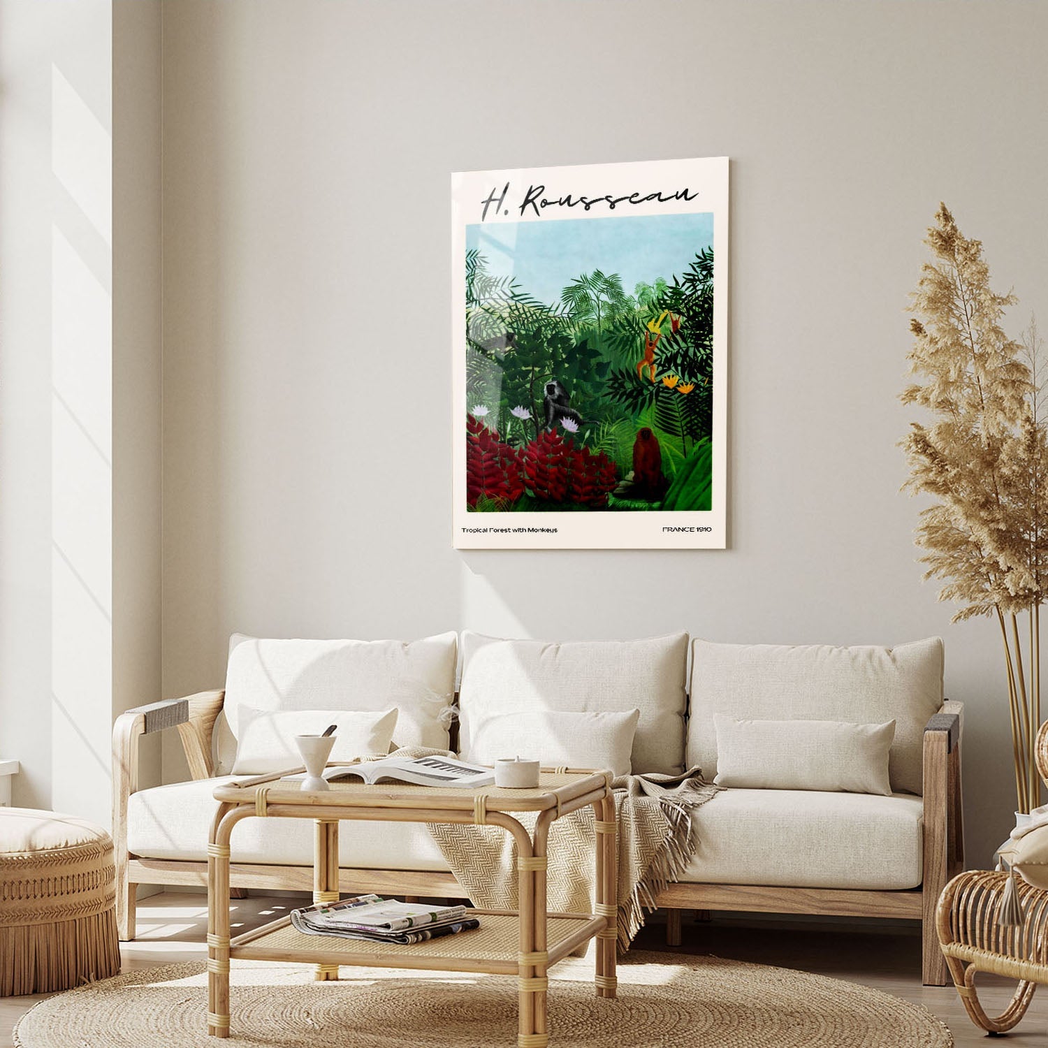 Wes Co Gallery Metal Poster Tropical Forest With Monkeys by Henri Rousseau 5" x 7" Home Goods - Artist Edge to edge Metal Art Print