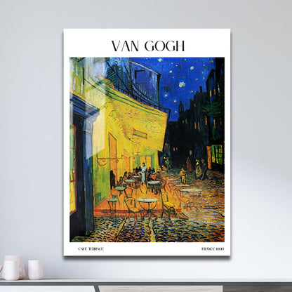 Wes Co Gallery Metal Poster Cafe Terrace by Van Gogh 11" x 17" Home Goods - Artist Edge to edge Metal Art Print