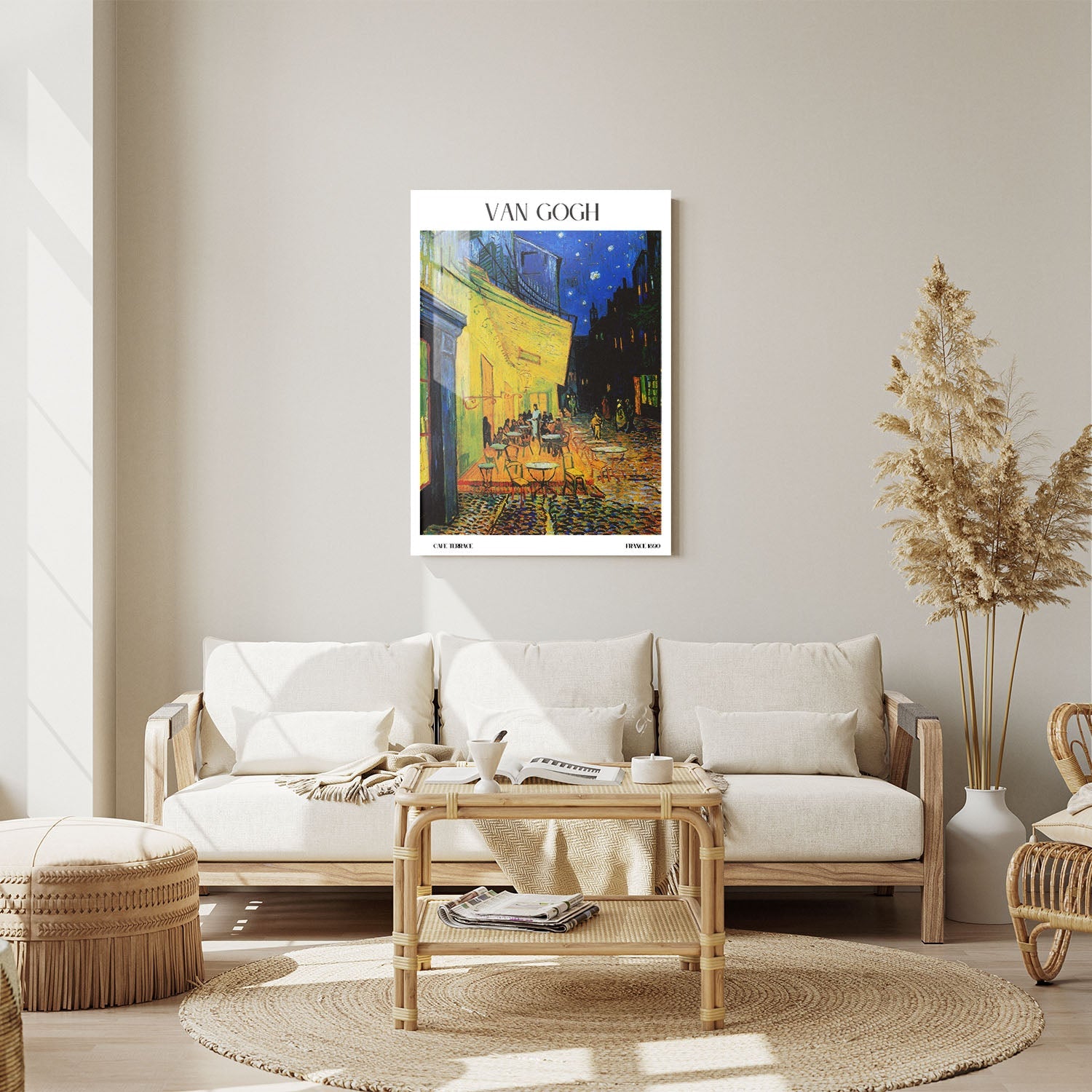 Wes Co Gallery Metal Poster Cafe Terrace by Van Gogh 11" x 14" Home Goods - Artist Edge to edge Metal Art Print