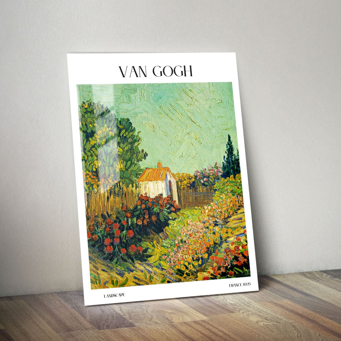 Wes Co Gallery Metal Poster Landscape by Van Gogh 11" x 14" Home Goods - Artist Edge to edge Metal Art Print