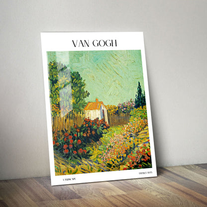 Wes Co Gallery Metal Poster Landscape by Van Gogh 11" x 14" Home Goods - Artist Edge to edge Metal Art Print