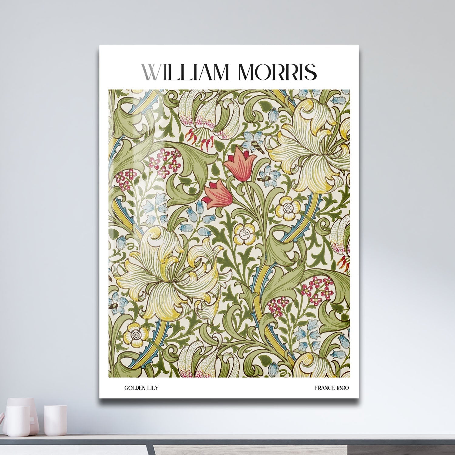 Wes Co Gallery Metal Poster Golden Lily by William Morris 11" x 17" Home Goods - Artist Edge to edge Metal Art Print