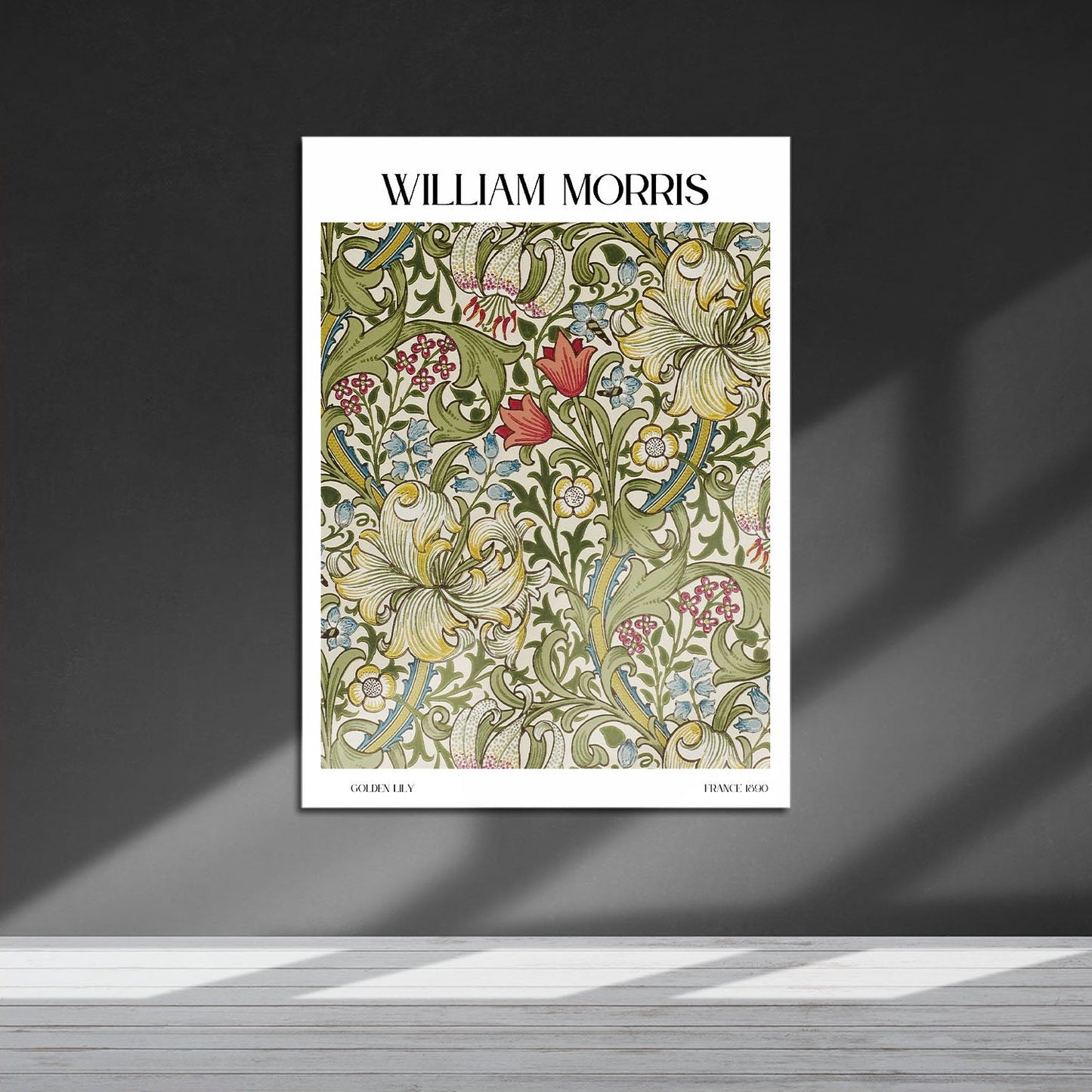 Wes Co Gallery Metal Poster Golden Lily by William Morris 16" x 24" Home Goods - Artist Edge to edge Metal Art Print