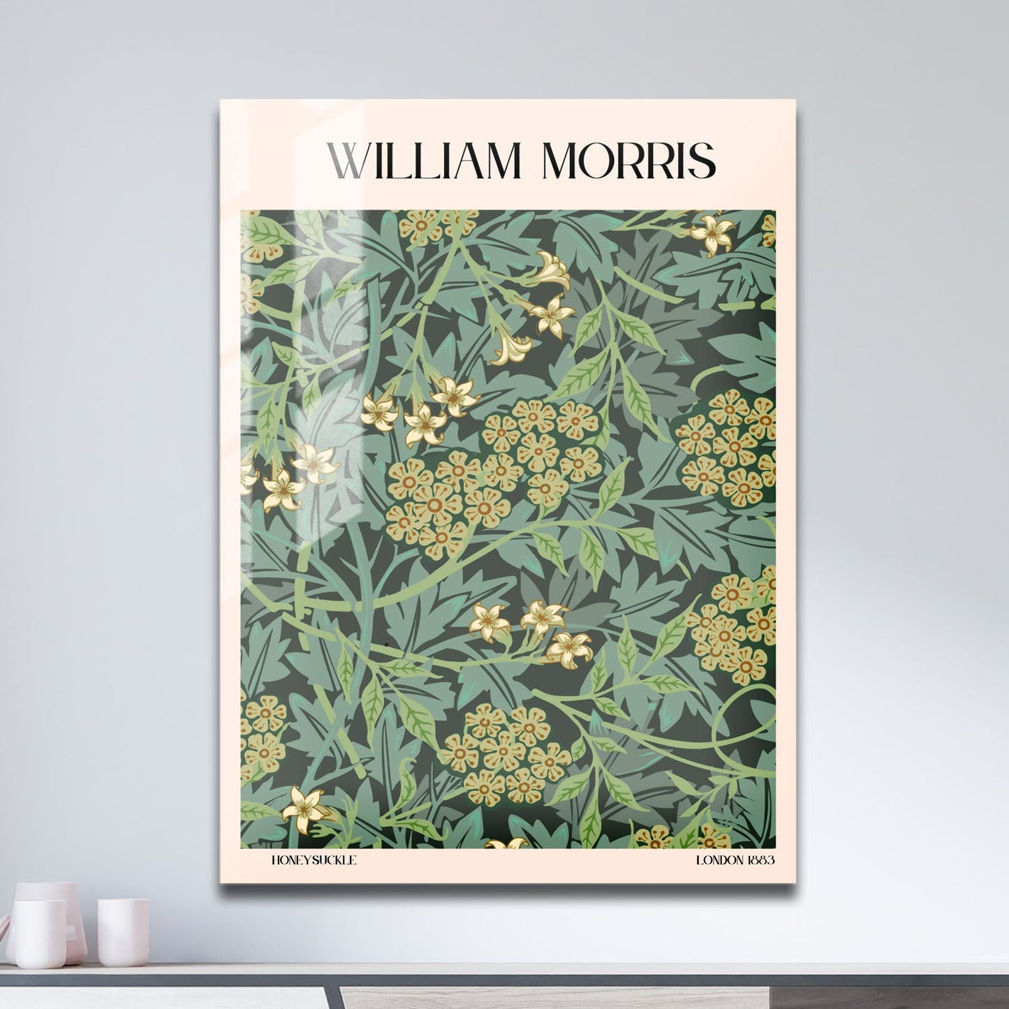 Wes Co Gallery Metal Poster Honey Suckle by William Morris 11" x 17" Home Goods - Artist Edge to edge Metal Art Print