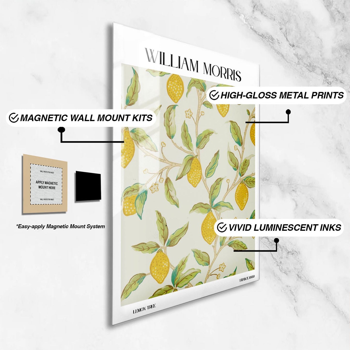 Wes Co Gallery Metal Poster Lemon Tree by William Morris 24" x 36" Home Goods - Artist Edge to edge Metal Art Print