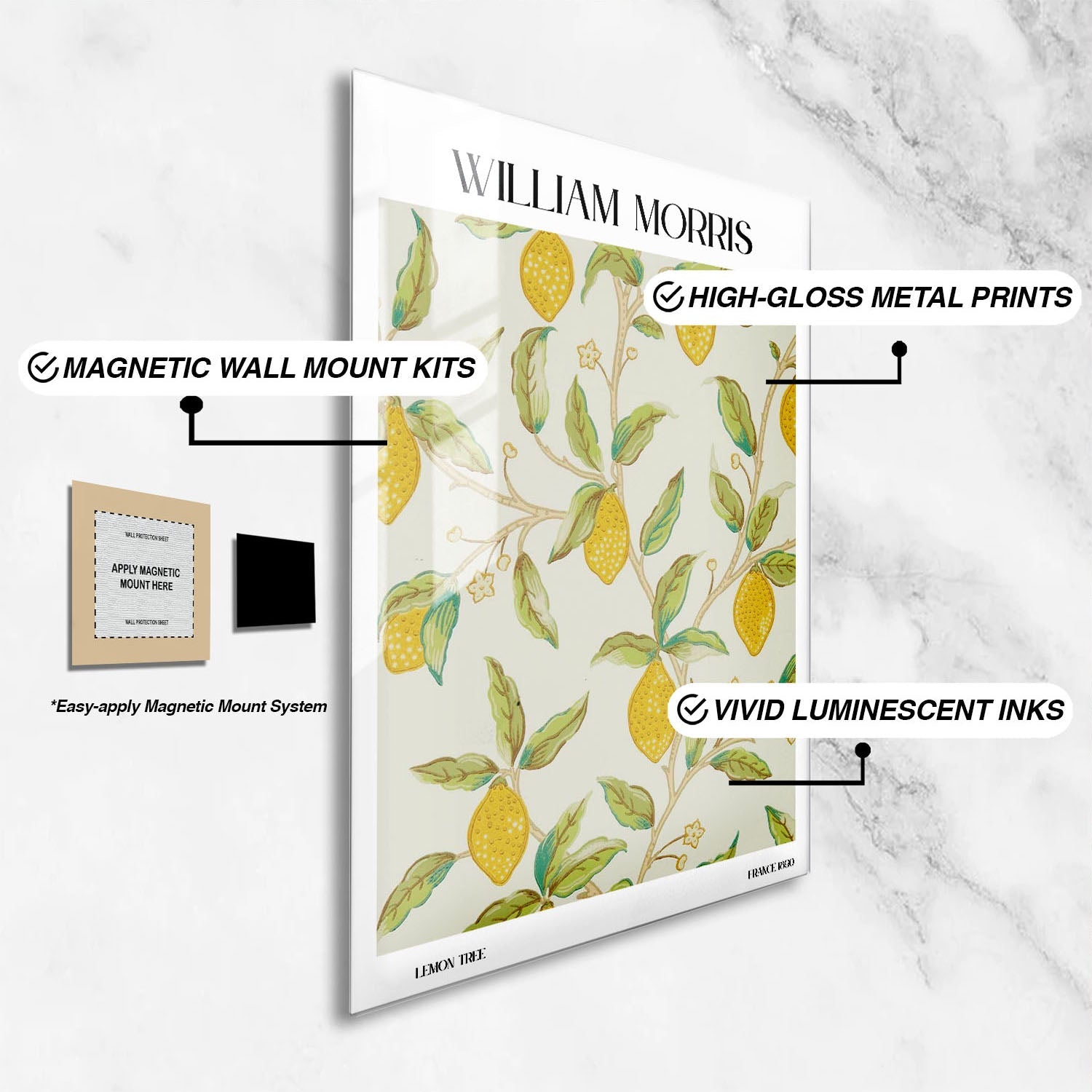 Wes Co Gallery Metal Poster Lemon Tree by William Morris 24" x 36" Home Goods - Artist Edge to edge Metal Art Print