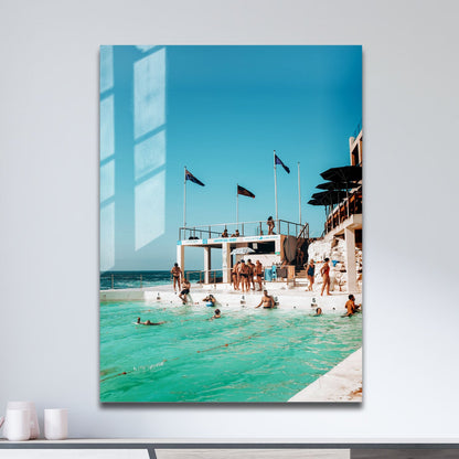 Wes Co Gallery Metal Poster Bondi Icerbergs Swimmers 11" x 17" Home Goods - Travels Border or edge to edge Metal Art Print