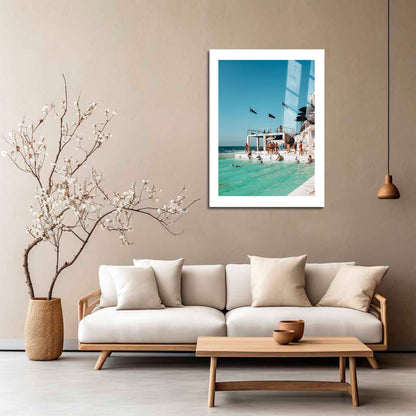 Wes Co Gallery Metal Poster Bondi Icerbergs Swimmers 16" x 24" Home Goods - Travels Border or edge to edge Metal Art Print